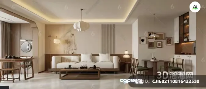 Modern Living Room 3D Model – 3034 – VRAY Render