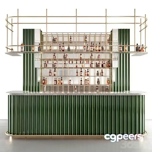 3ds Max Free – Stylish bar with bottles and MF Art Ceramic wow tile