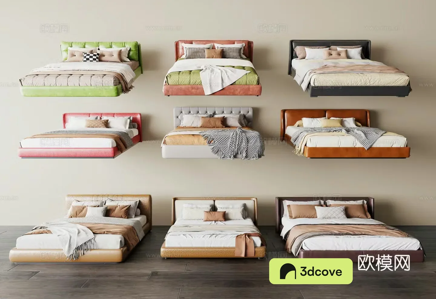 Modern Italian double bed leather bed