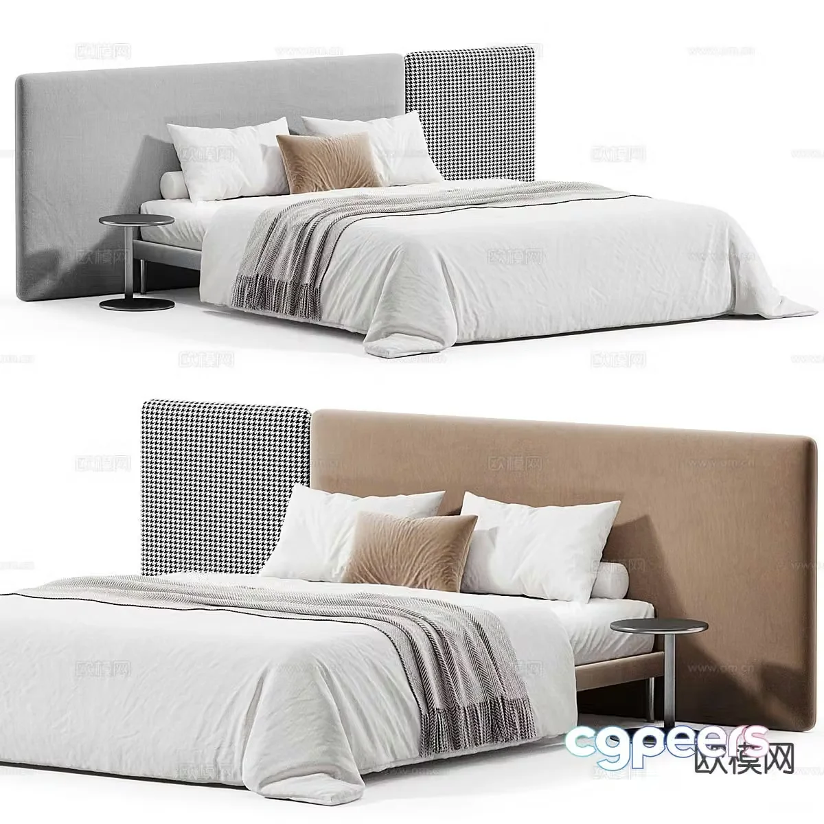 Modern fabric bed double bed 3d model