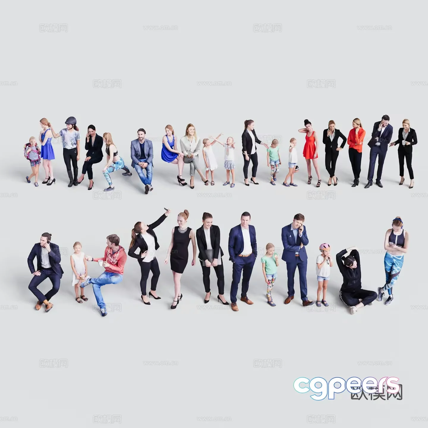 A Diverse Group Of People 3D Model – 7272 – VRAY Render