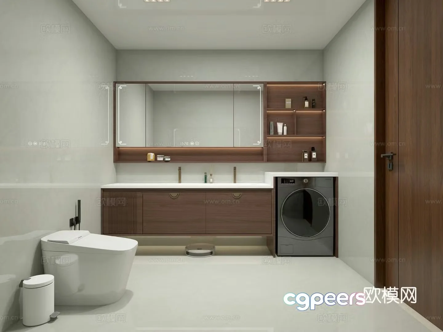 New Chinese bathroom bathroom mirror cabinet washing machine 3d model