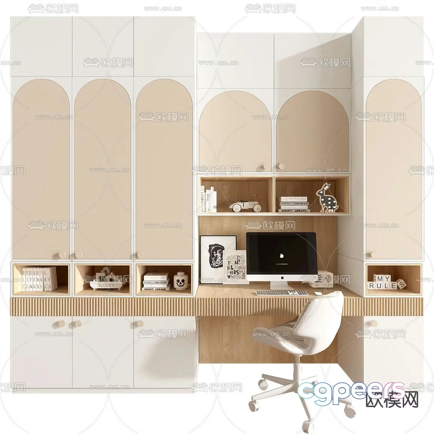 Children’s desk bookcase 3d model