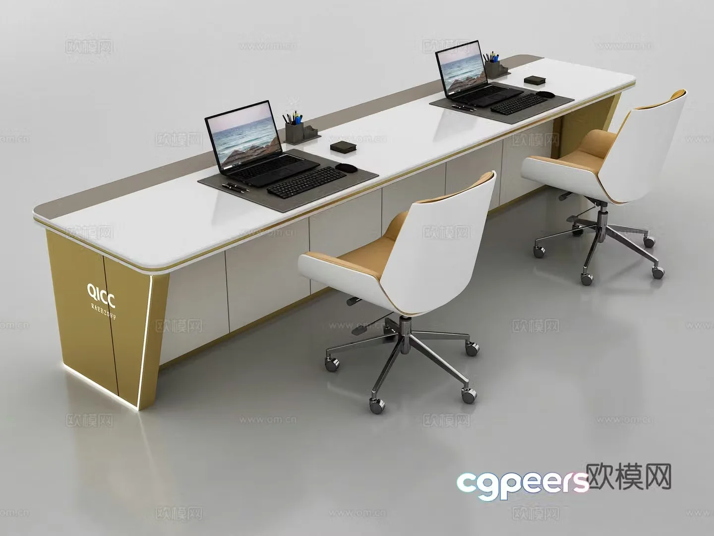 Light luxury style office desk 3D model