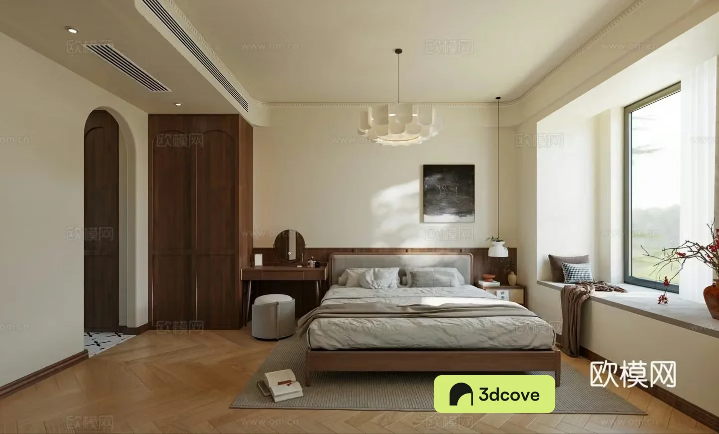 Creamy style bedroom master bedroom Jiji style bedroom medieval style bedroom dressing table Elderly room elder room