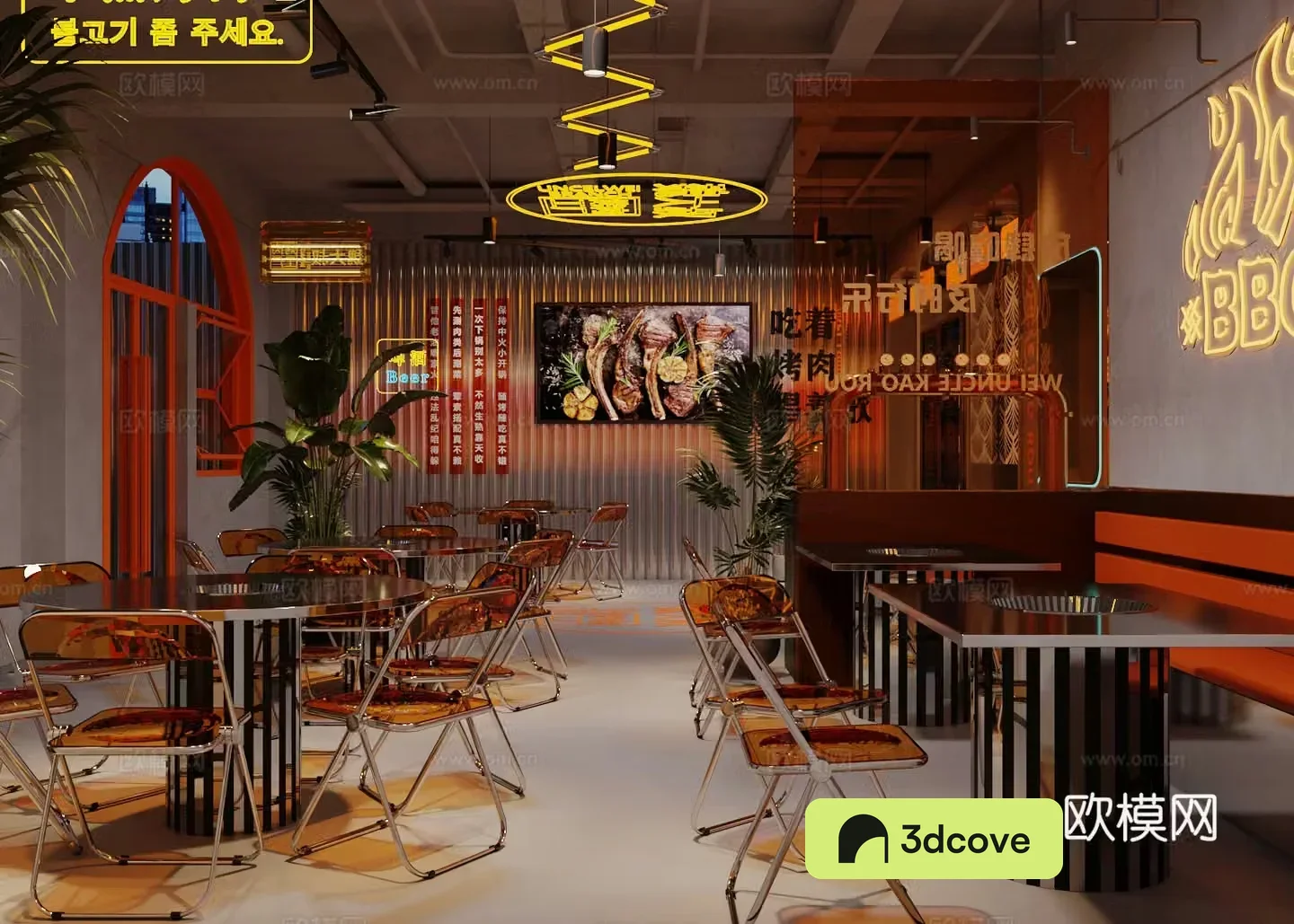 Industrial style barbecue restaurant hot pot restaurant barbecue restaurant
