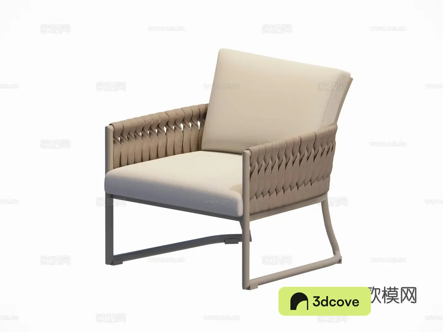 Modern French casual chair rope braided chair metal chair single chair outdoor courtyard garden chair combination