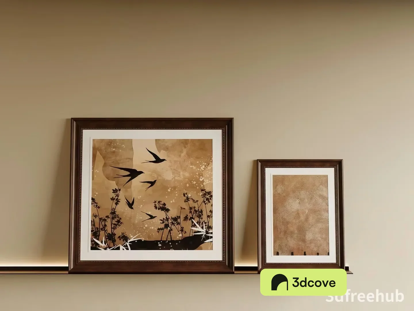 A Framed Picture With Birds