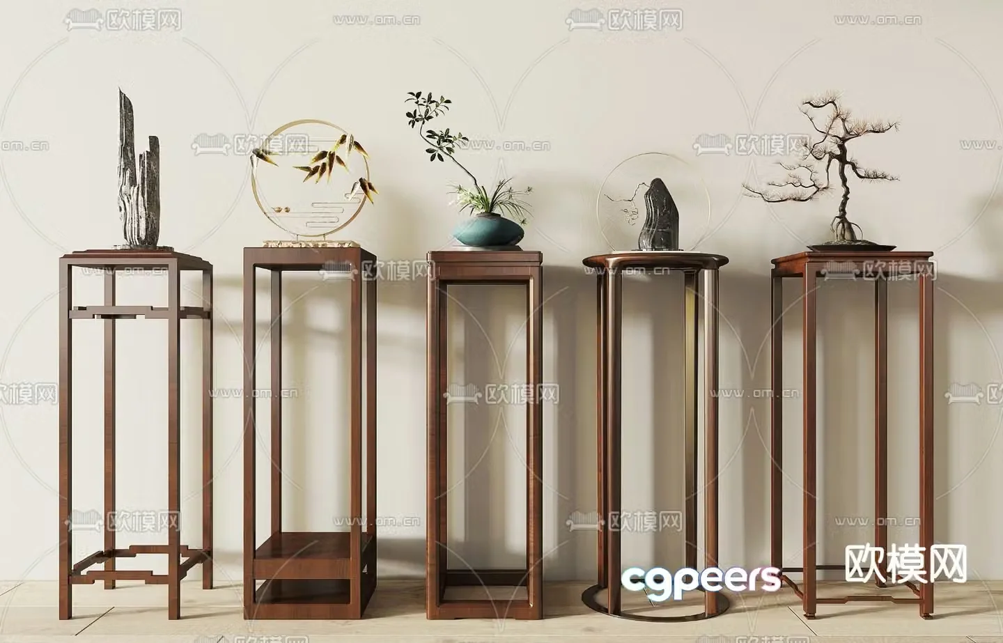 New Chinese style corner table side table flower table 3D model