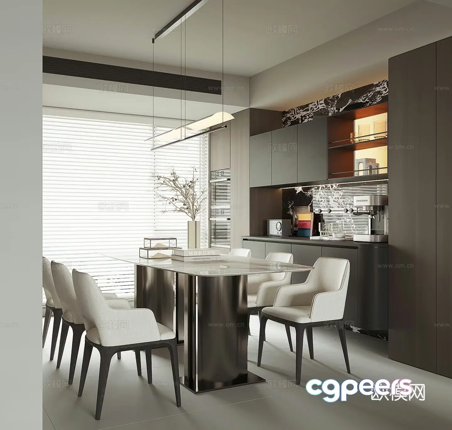 Modern open restaurant 3d model