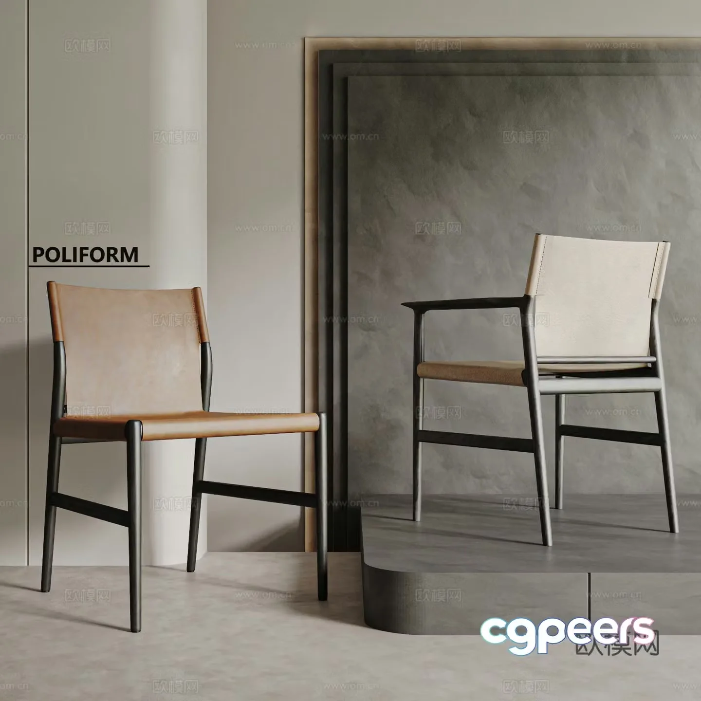 poliform modern dining chair combination leather dining chair single chair book chair wooden chair 3d model