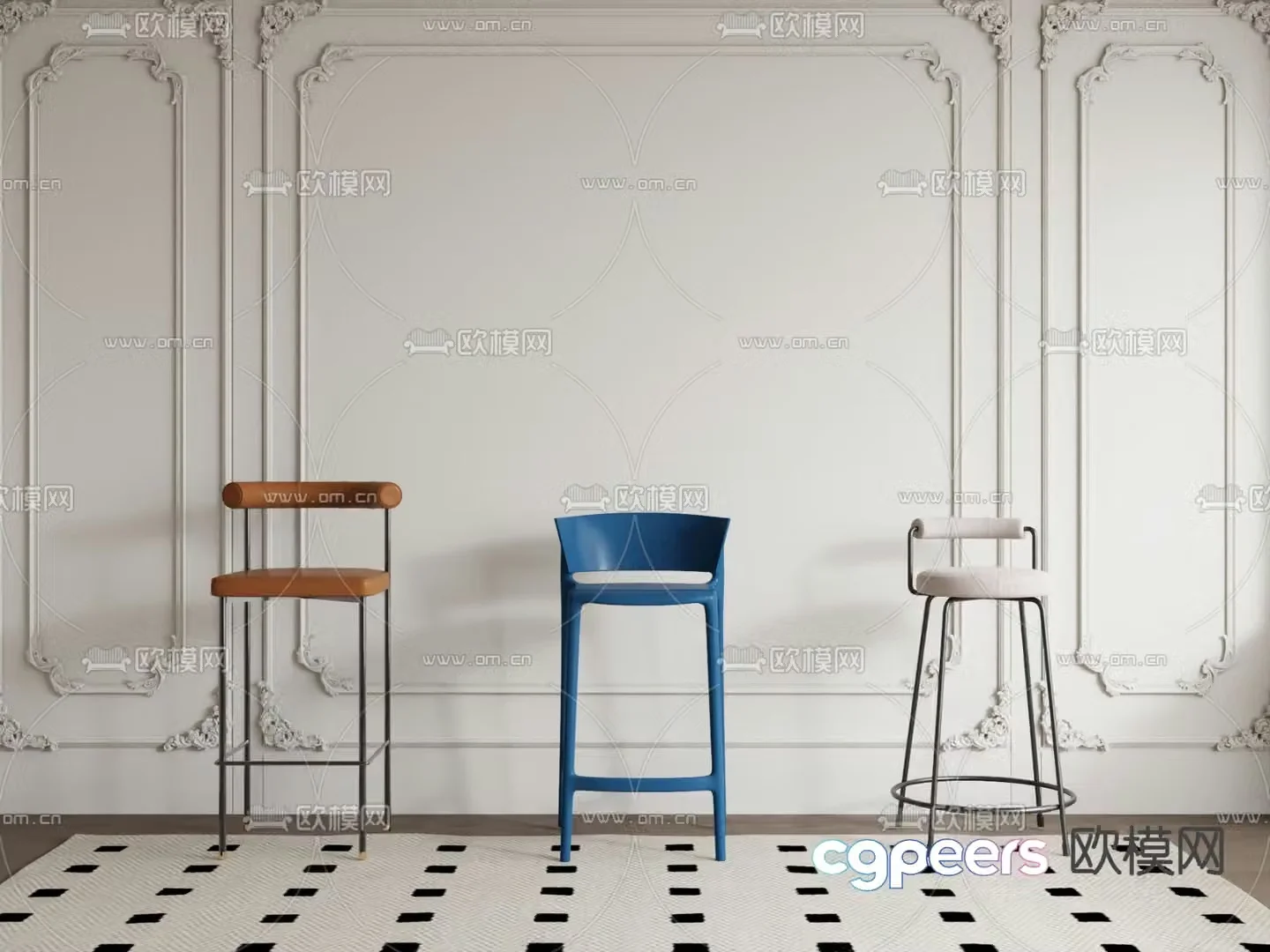 Modern bar stool bar stool 3d model
