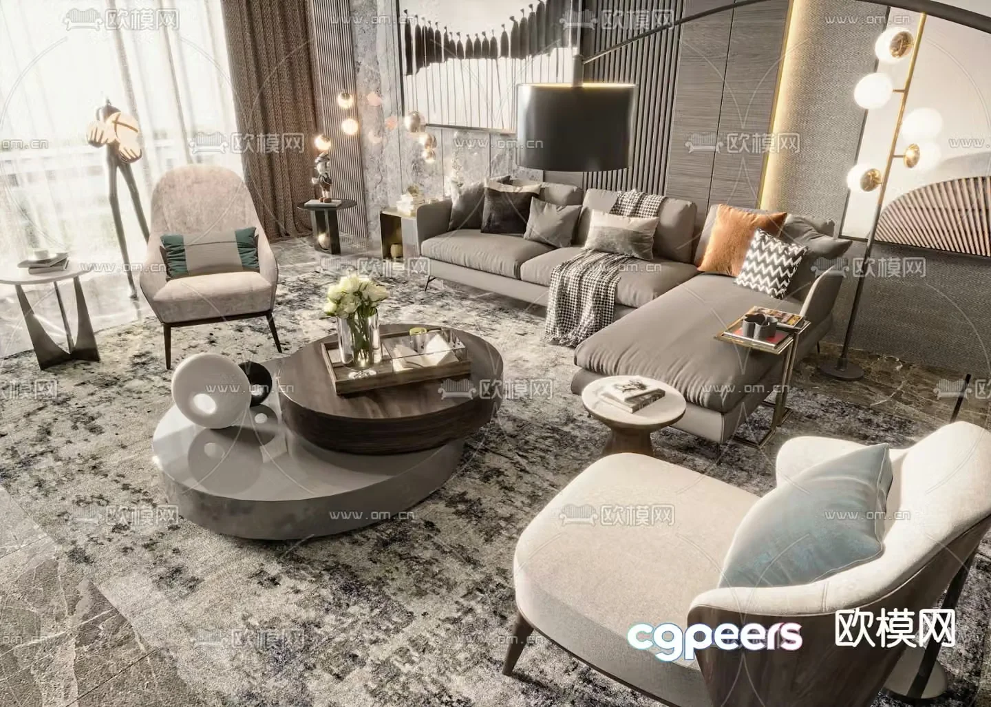 Modern sectional sofa 3d model