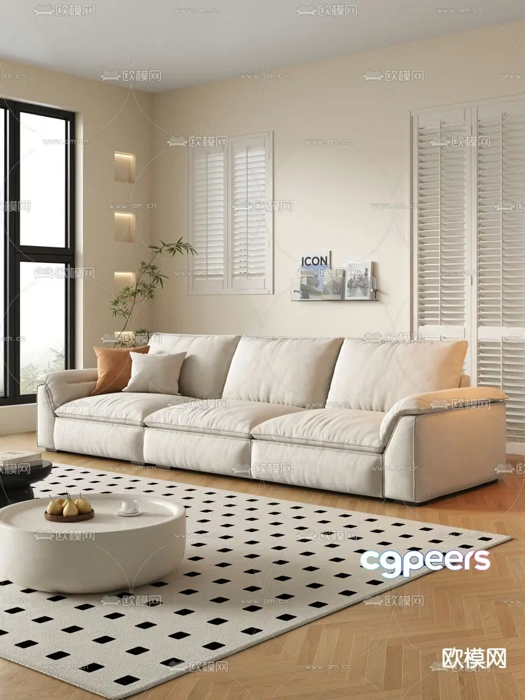 3D model of three seater sofa