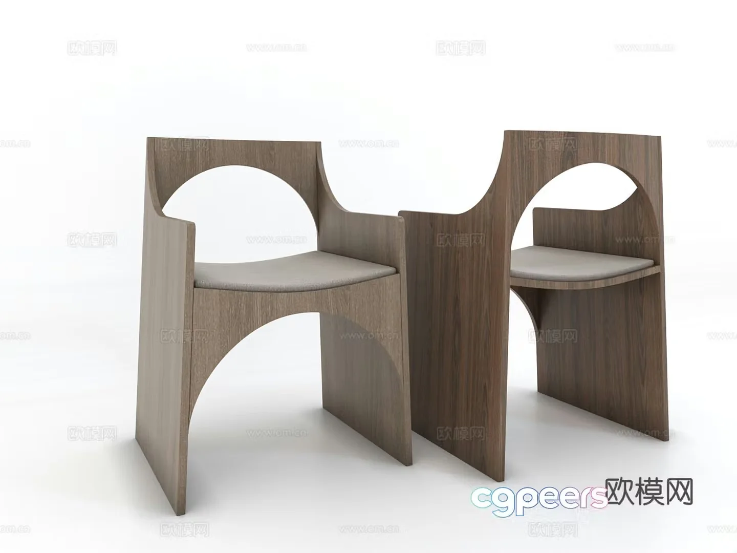 Middle modern new Chinese style single chair 3d model