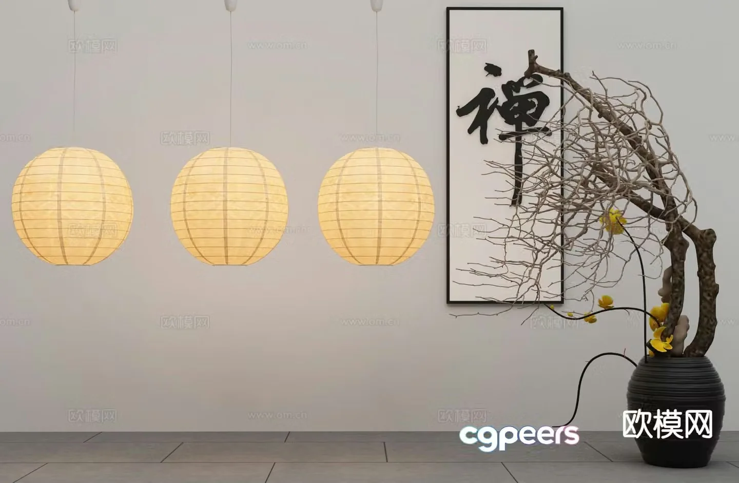 New Chinese style chandelier 3d model