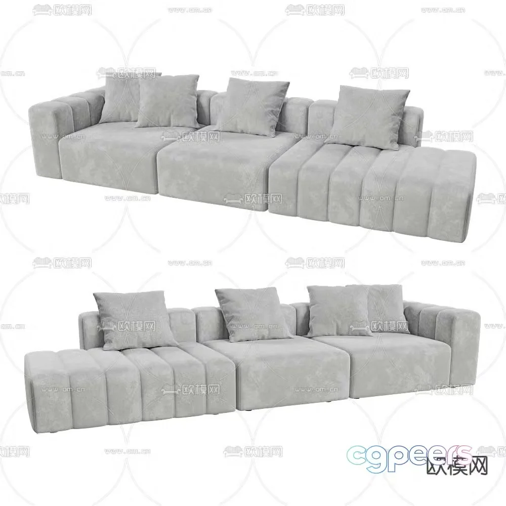 Beds one three person sofa upholstered sofa 3d model