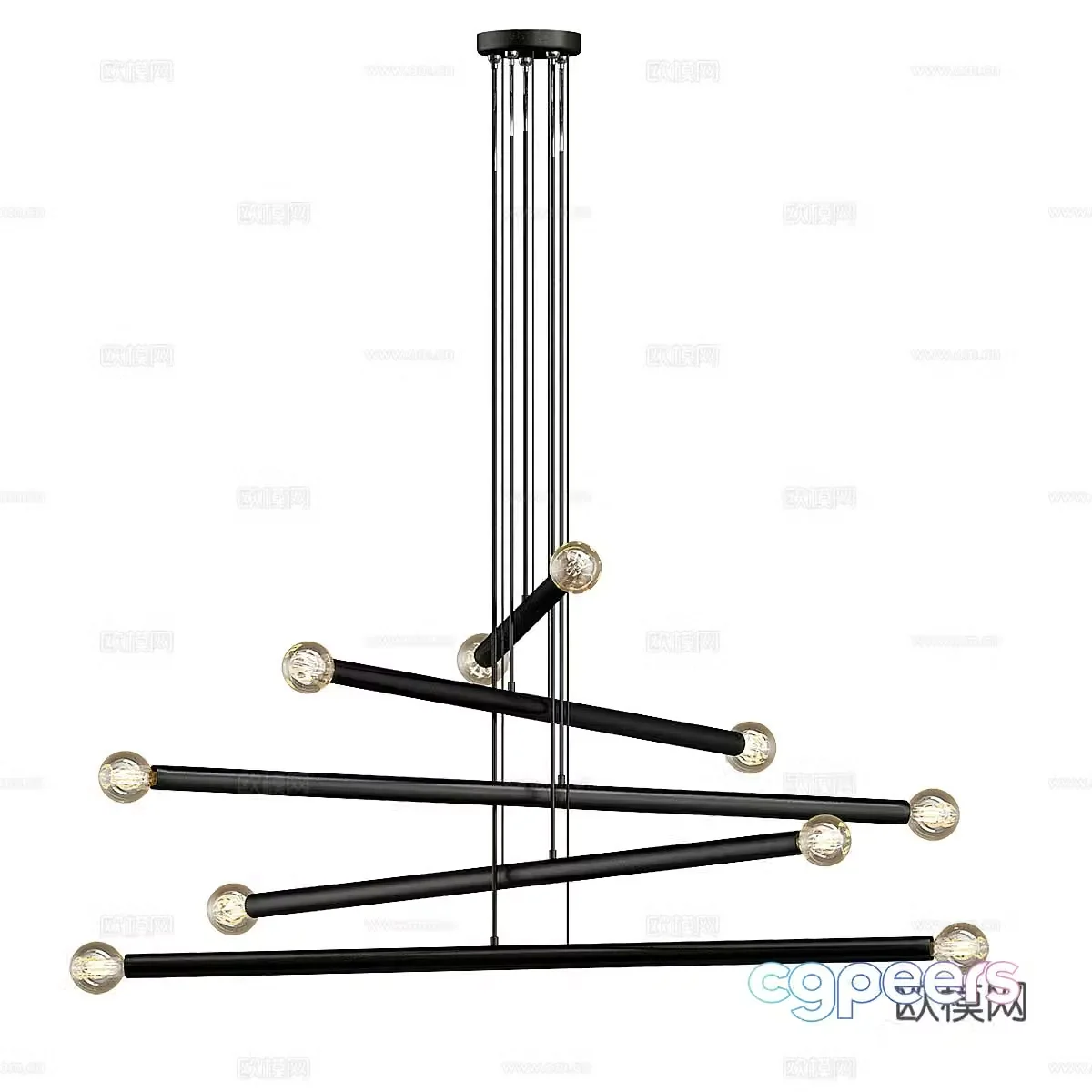 Modern light luxury line decorative chandelier 3d model