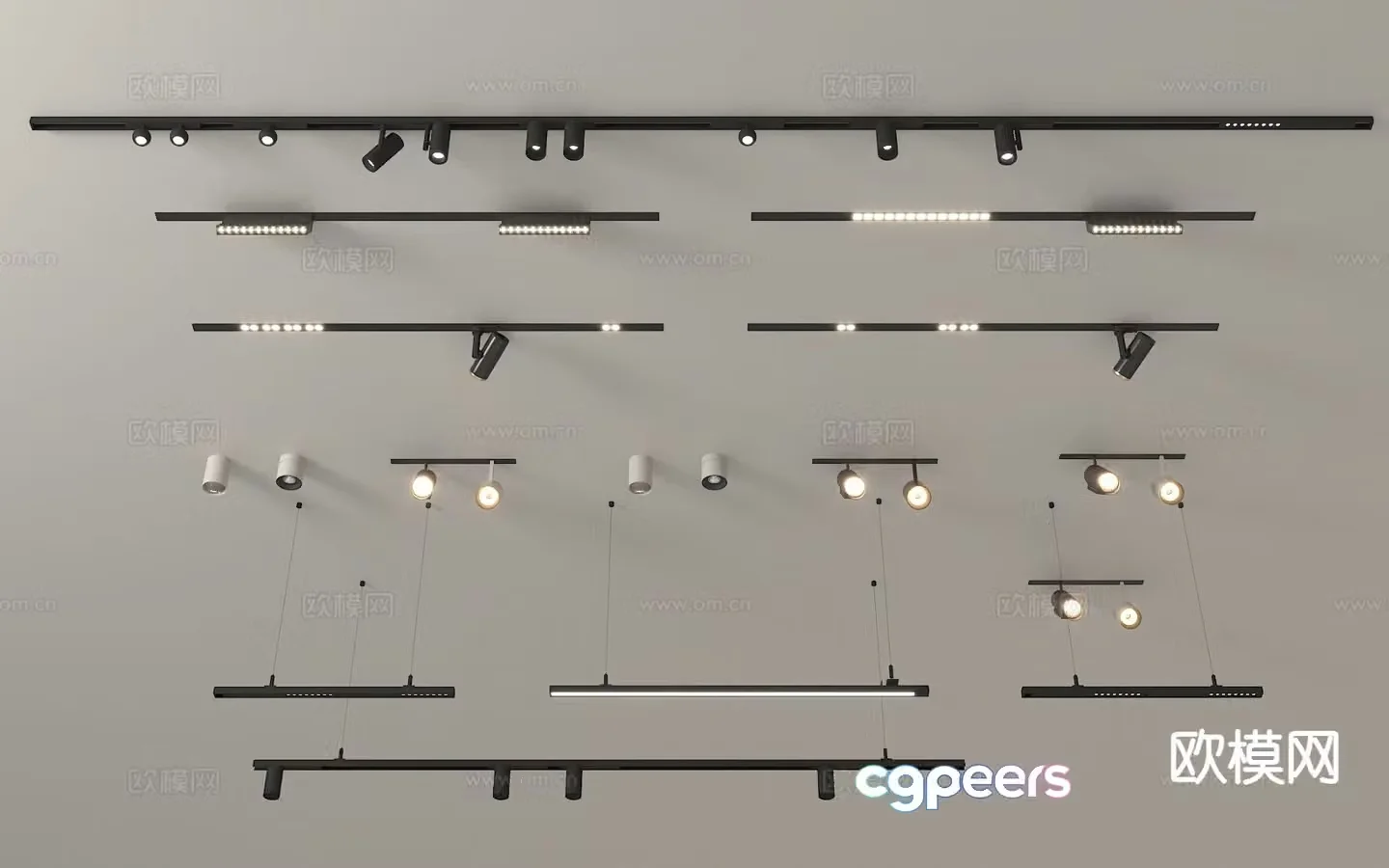 Modern magnetic light track light downlight spotlight 3d model