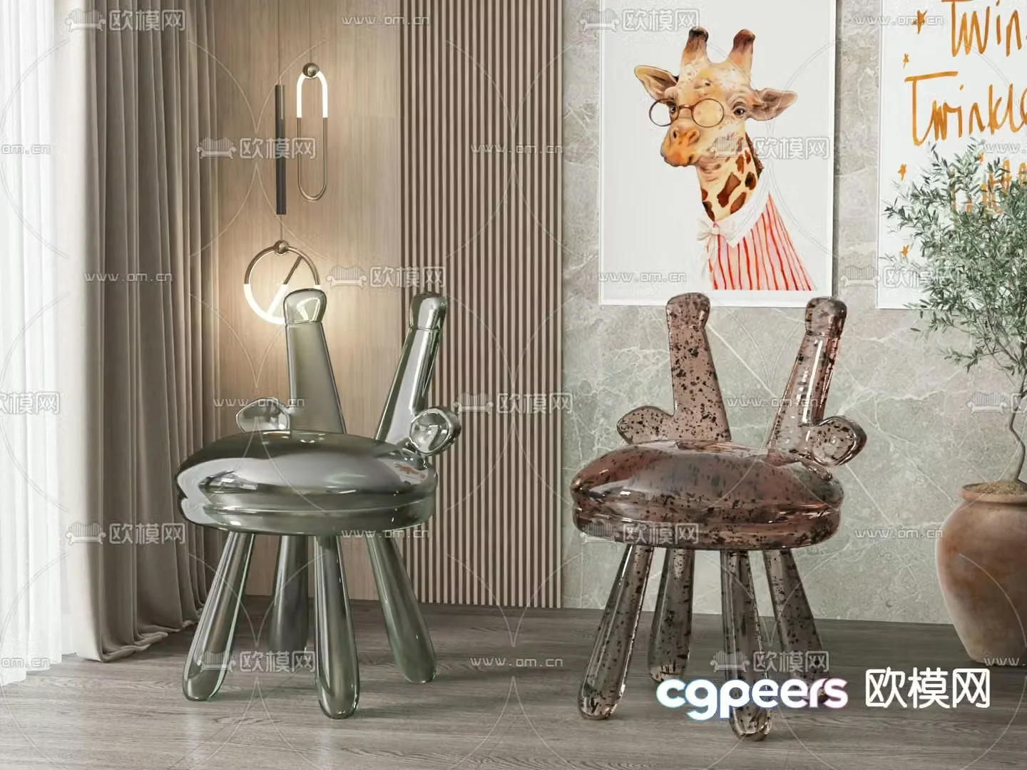 Acrylic chair children’s chair 3d model