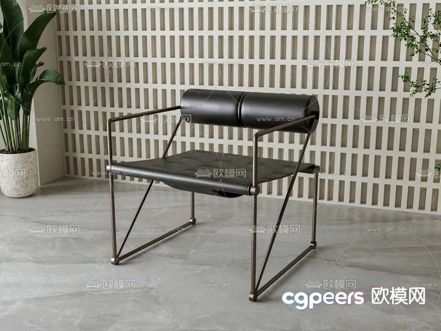 Leather chair leisure chair 3d model
