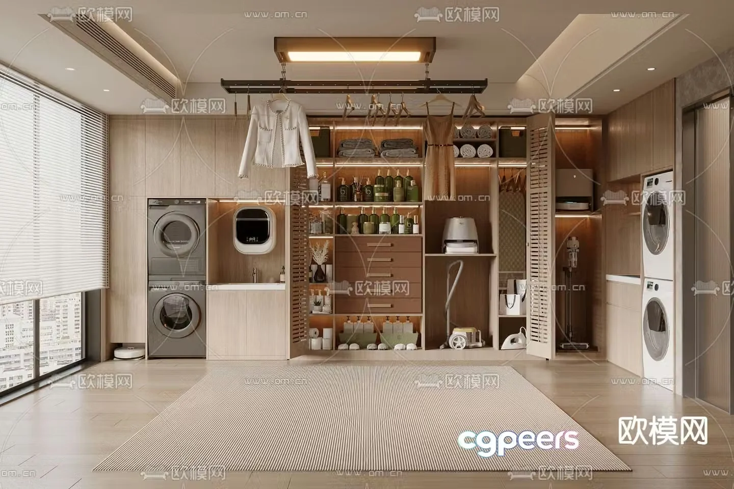 Balcony cabinet laundry room washing machine 3d model