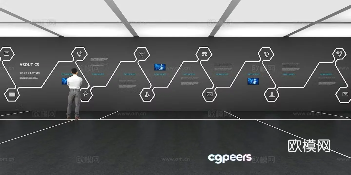 Cultural wall Corporate culture wall Display wall Classroom Exhibition hall Campus culture Corridor 3D model