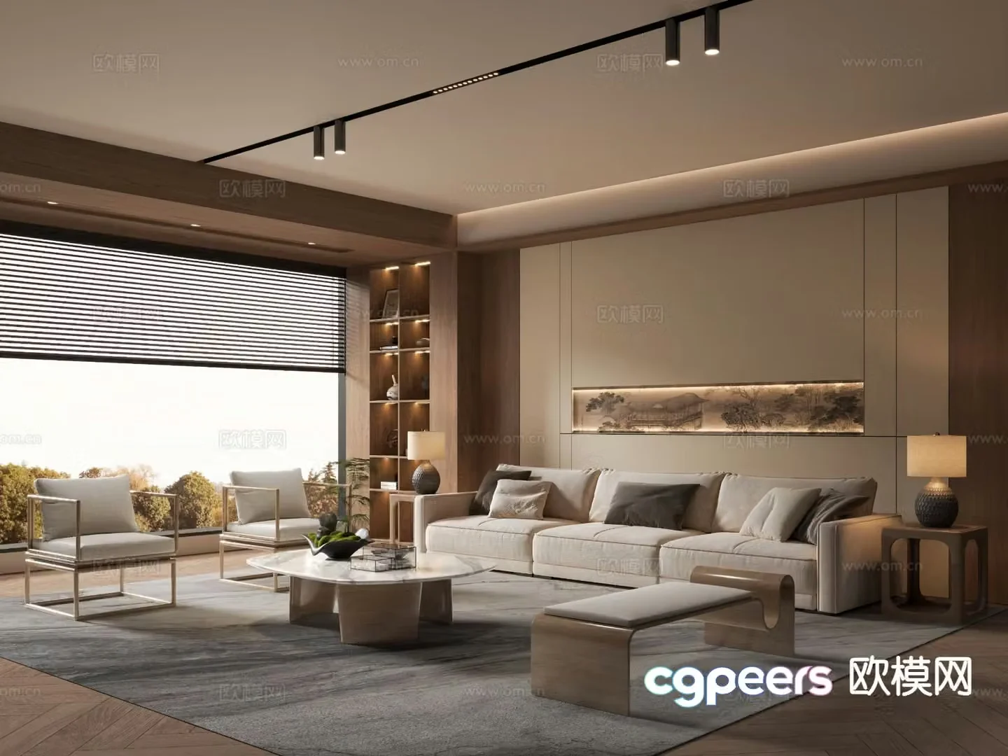New Chinese Zen Living Room Song Style Aesthetics 3D Model