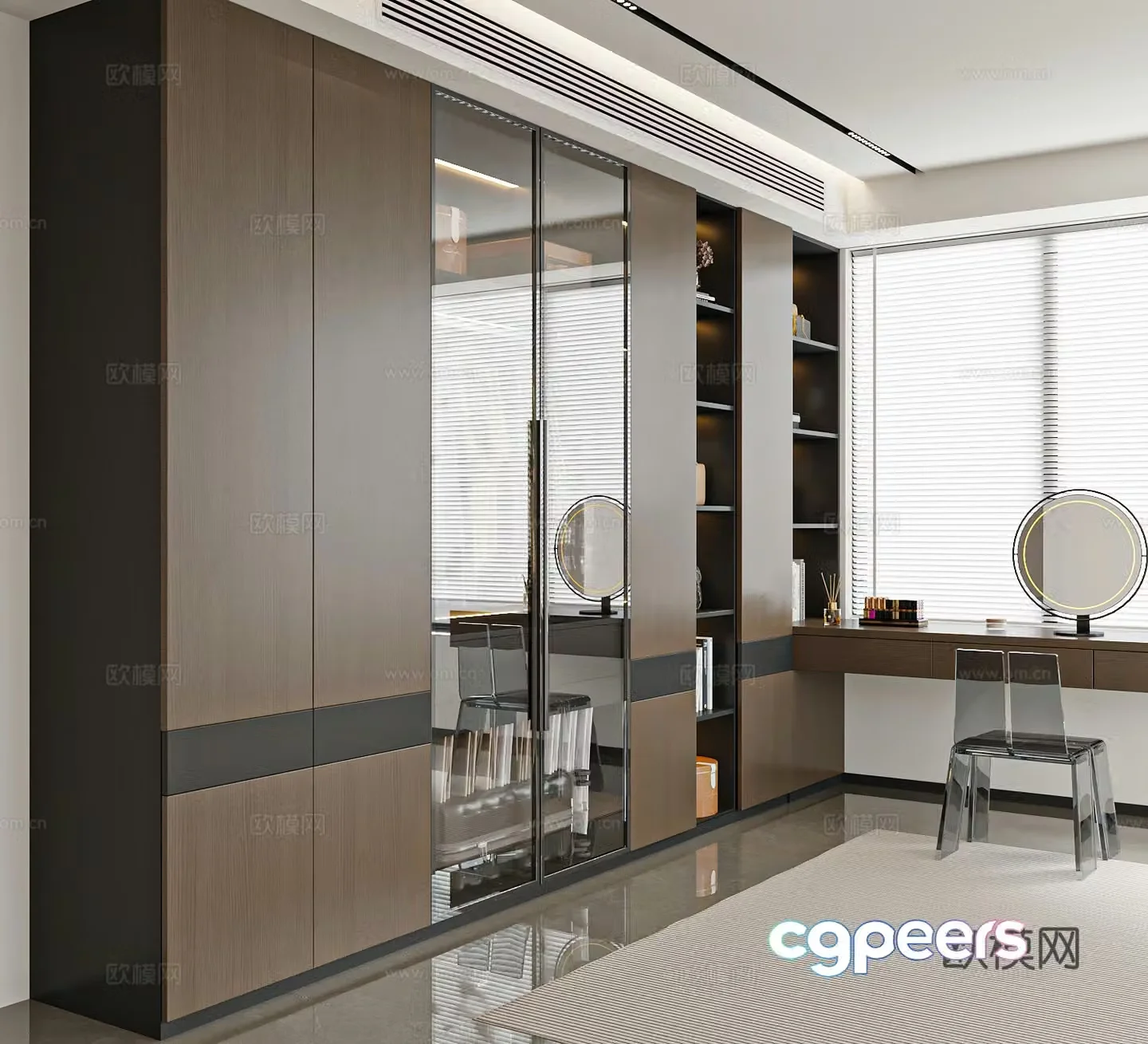 Modern Italian wardrobe dressing table wardrobe integrated 3D model