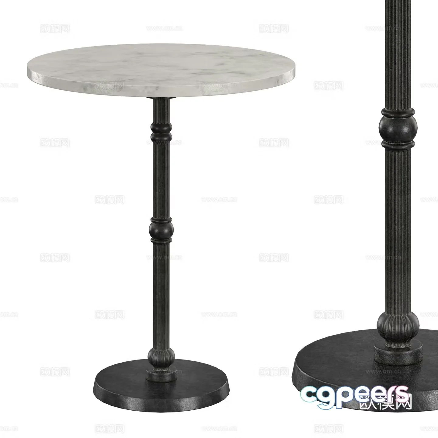 French light luxury marble round edge 3D model