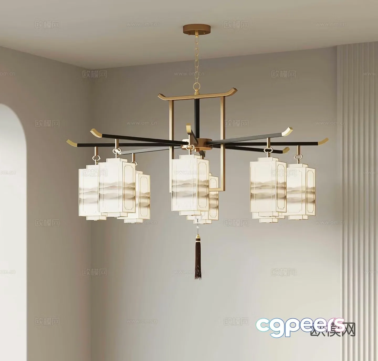 New Chinese Chandelier Restaurant Chandelier 3D Model