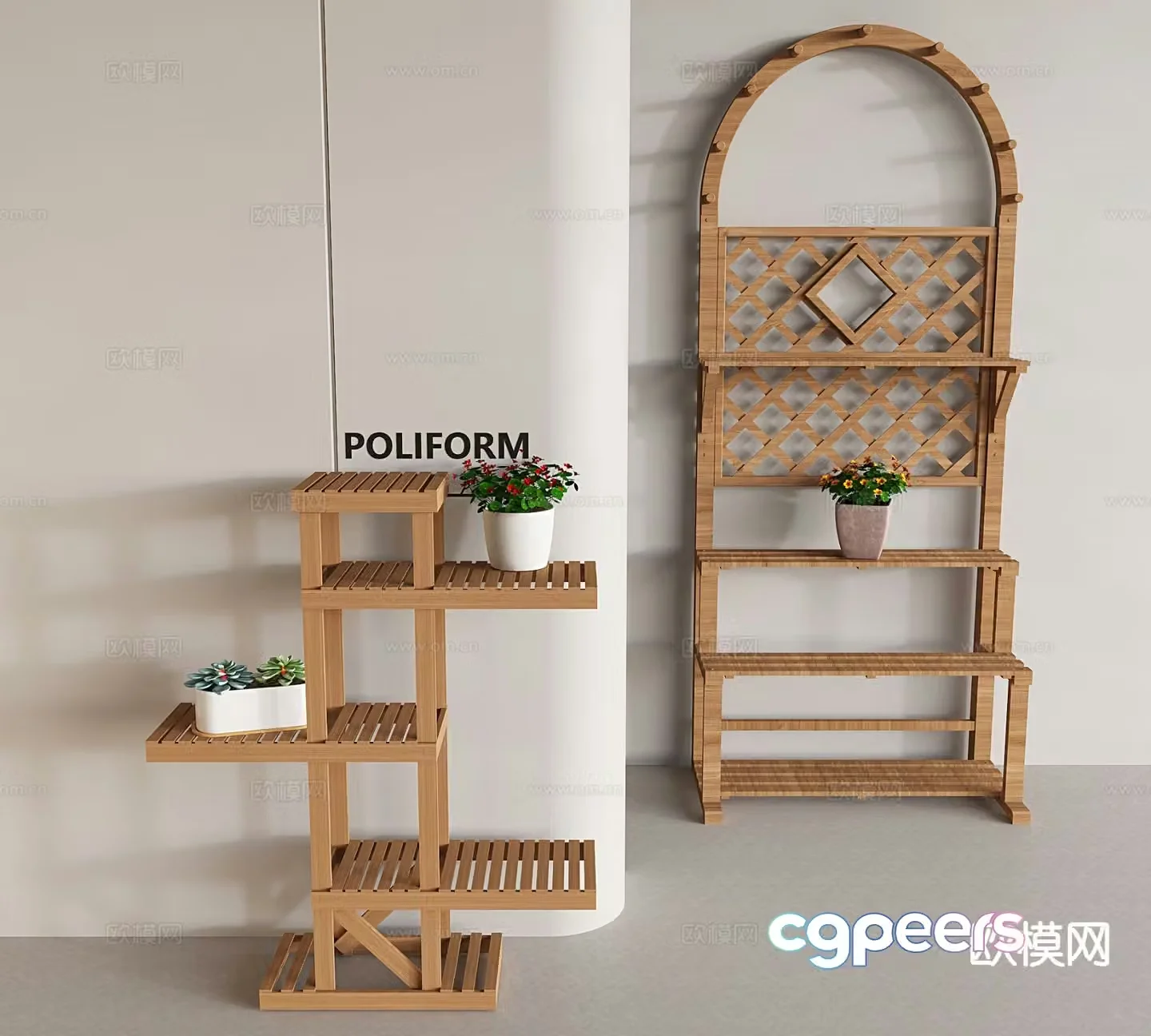 Log flower stand potted plant bonsai 3d model