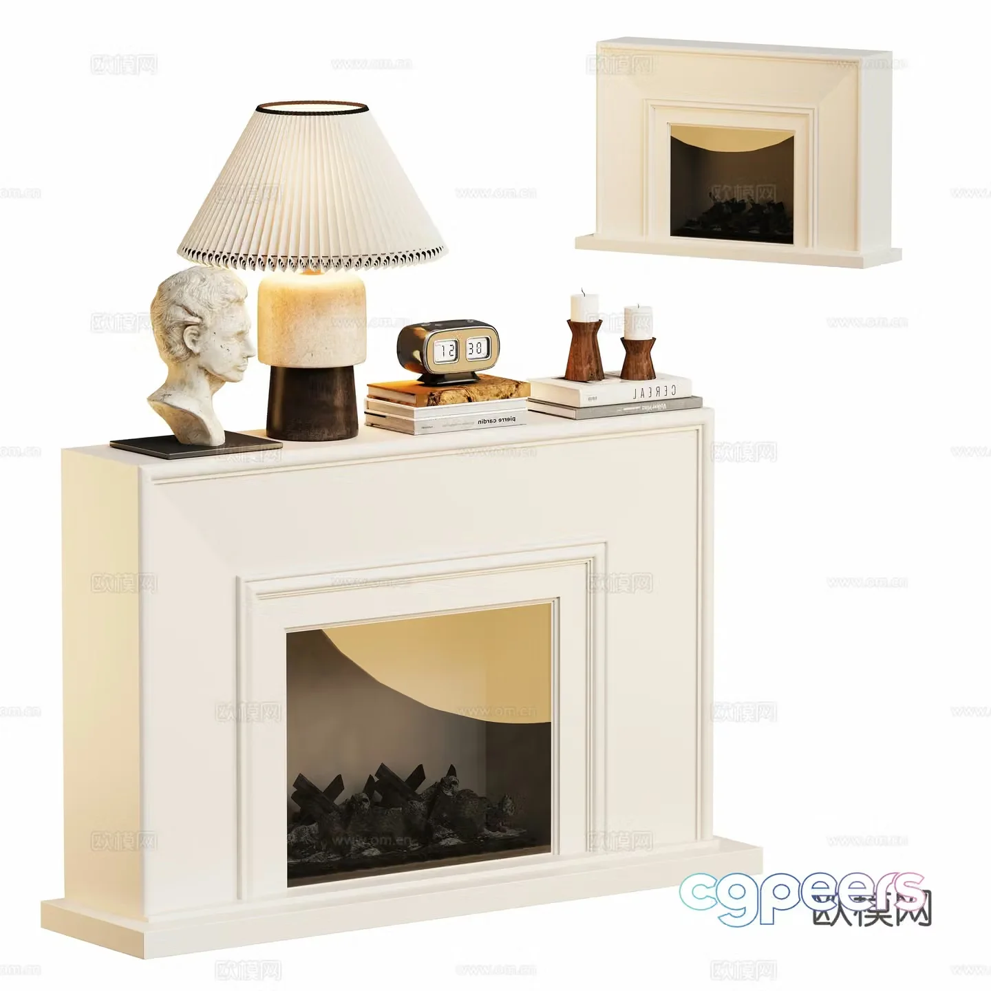 Modern French fireplace decoration ornament 3d model