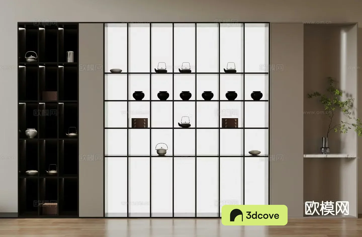 Modern tea cabinet background cabinet