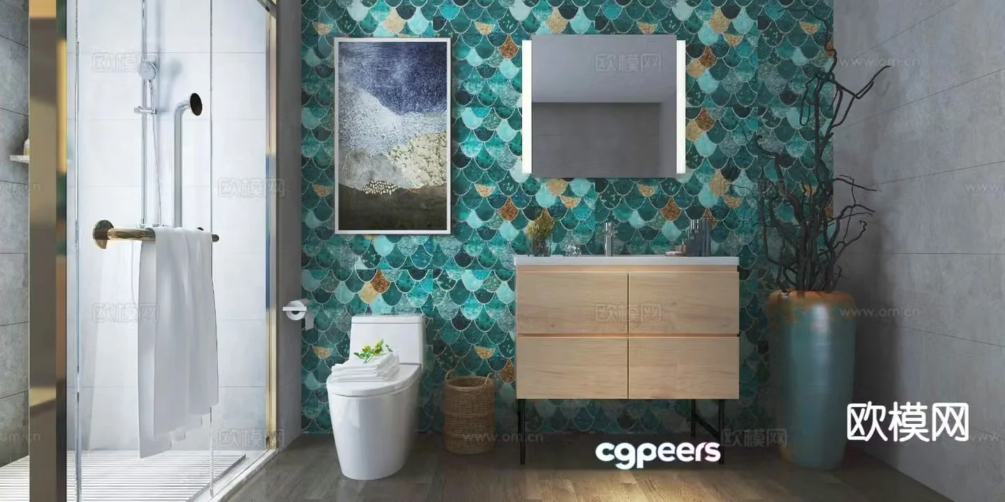 American toilet bathroom washbasin 3d model