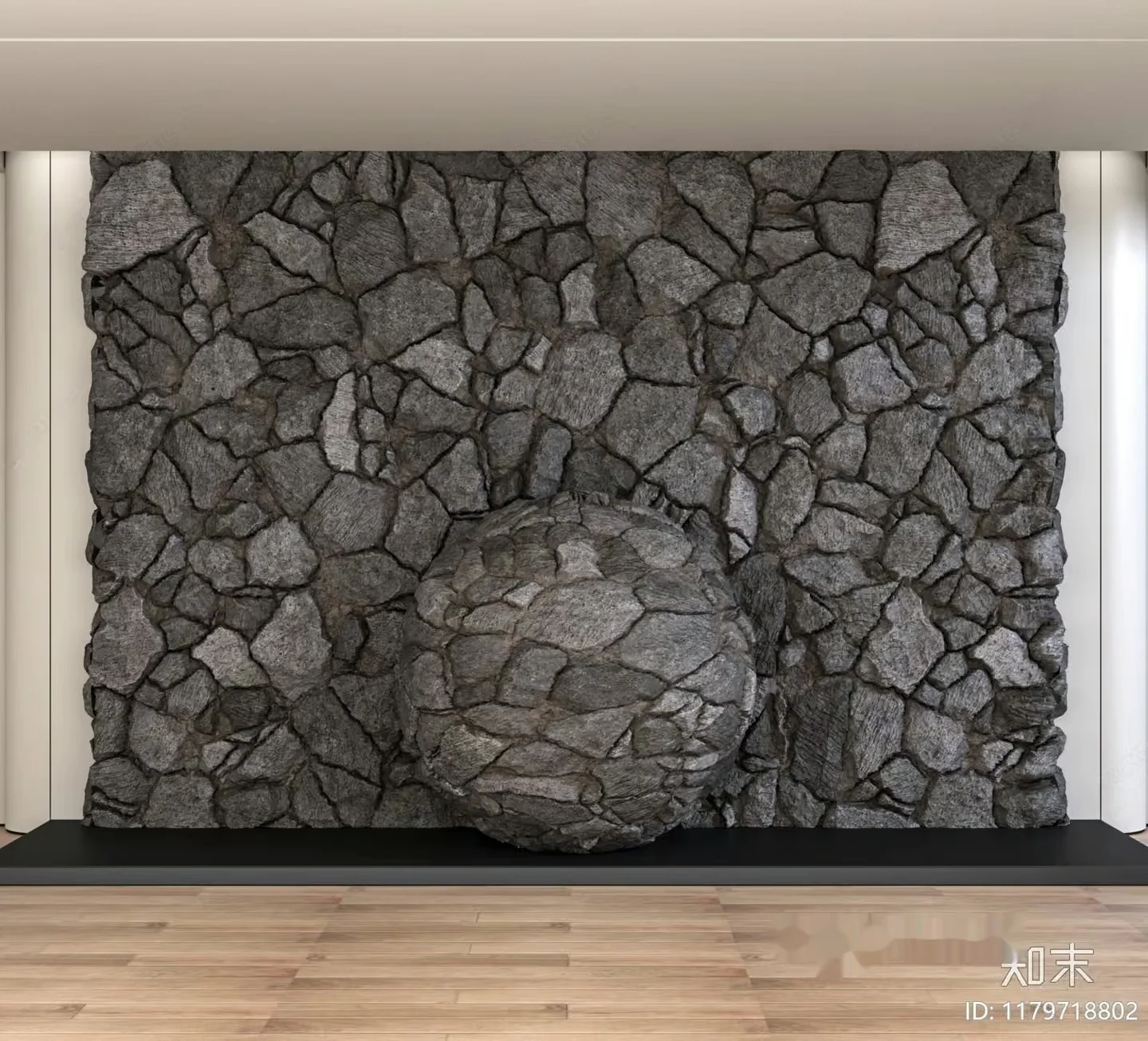 A Stone Wall With A Circular Design 3D Model – 10140 – VRAY Render