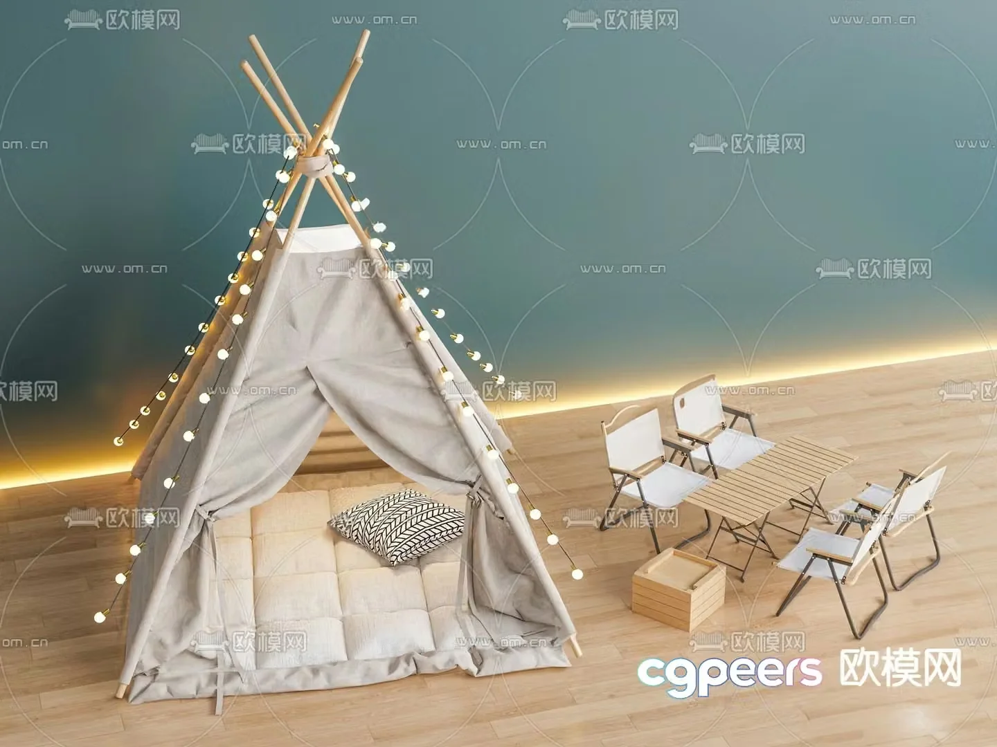 Modern children’s tent camping sketch 3d model