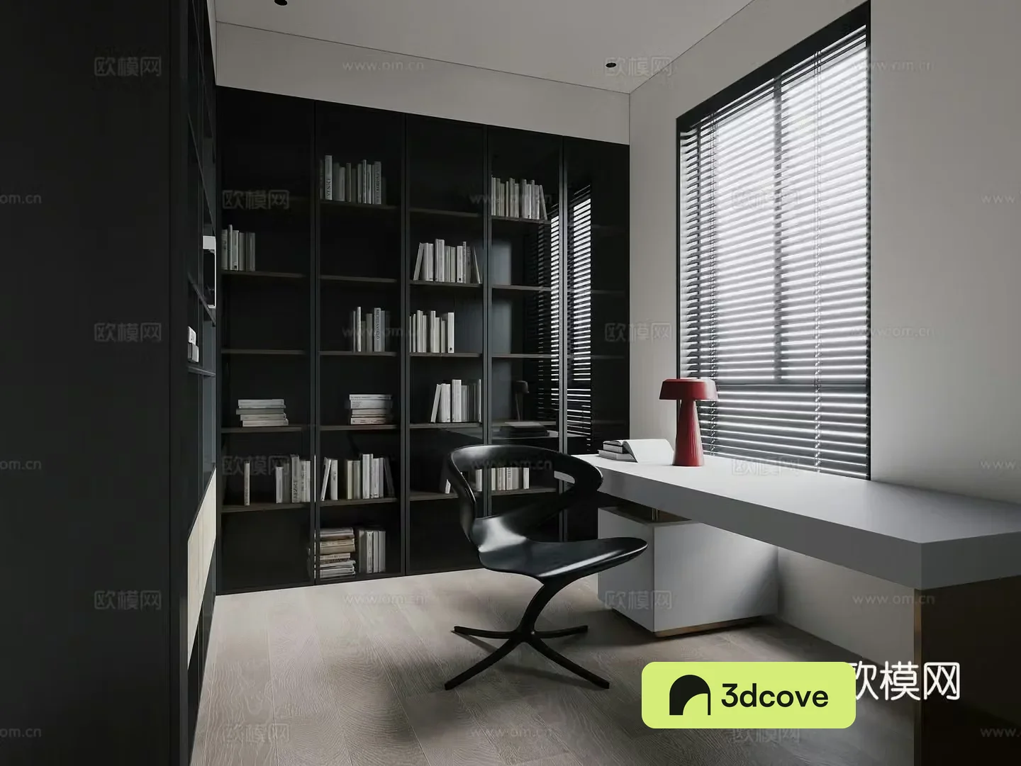 Modern dark black study