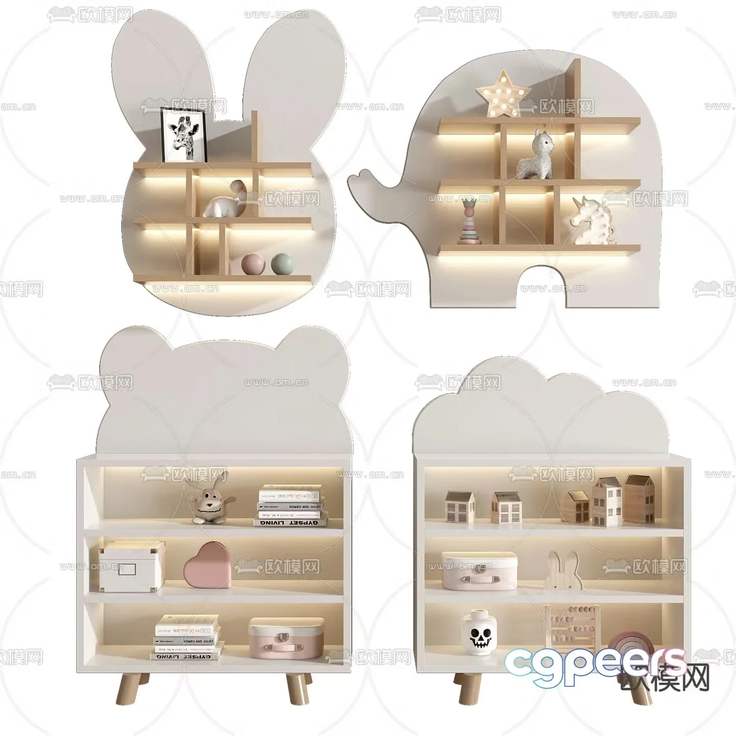 Children’s bookcase storage cabinet 3d model
