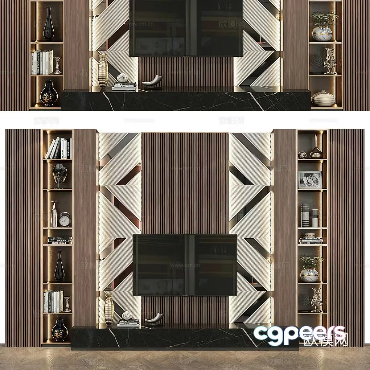 TV cabinet background wall 3d model