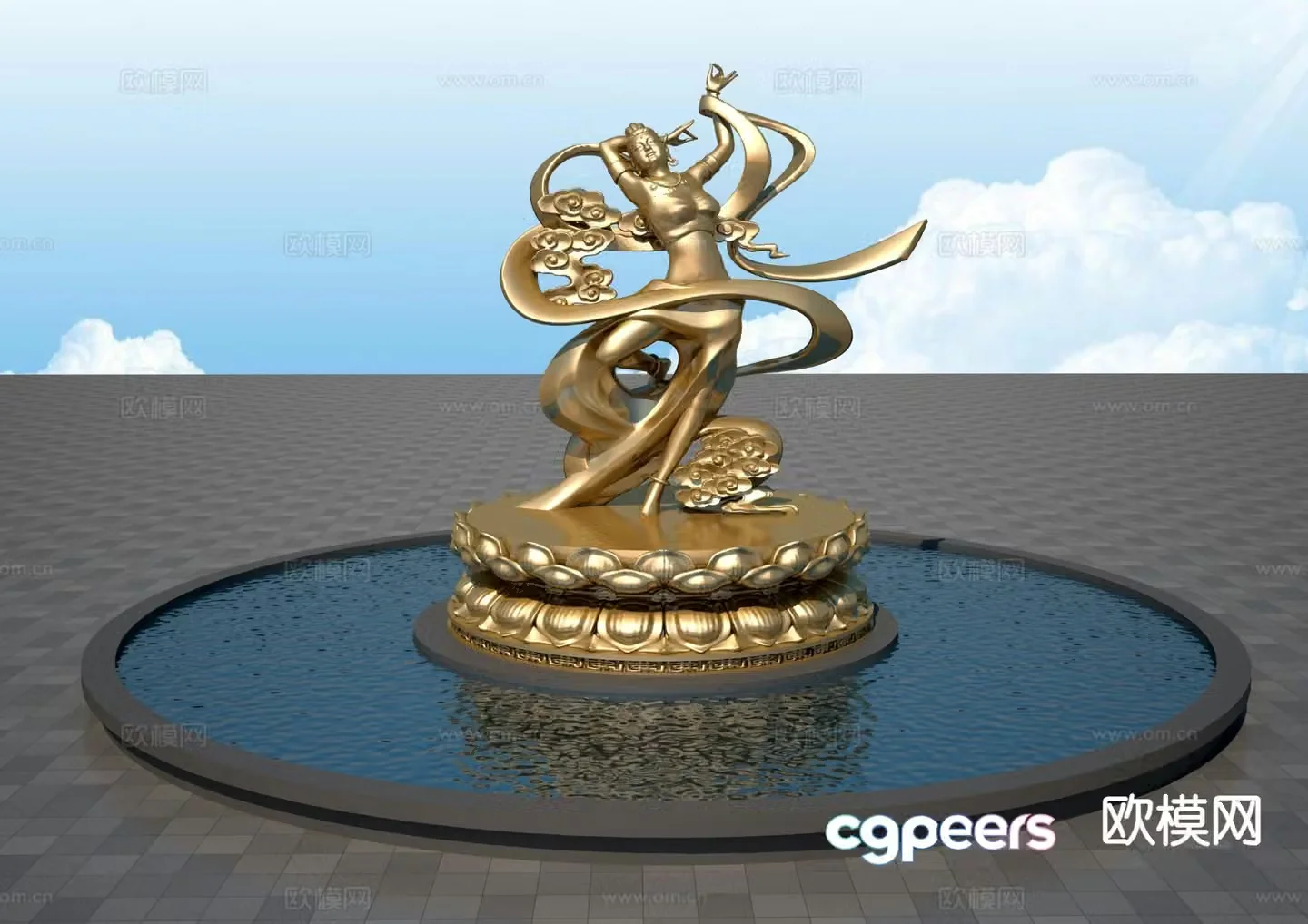 Dunhuang Feitian Sculpture Landscape Sculpture 3D Model