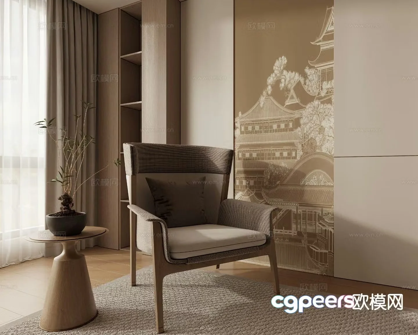 New Chinese style chair armchair leisure chair 3d model