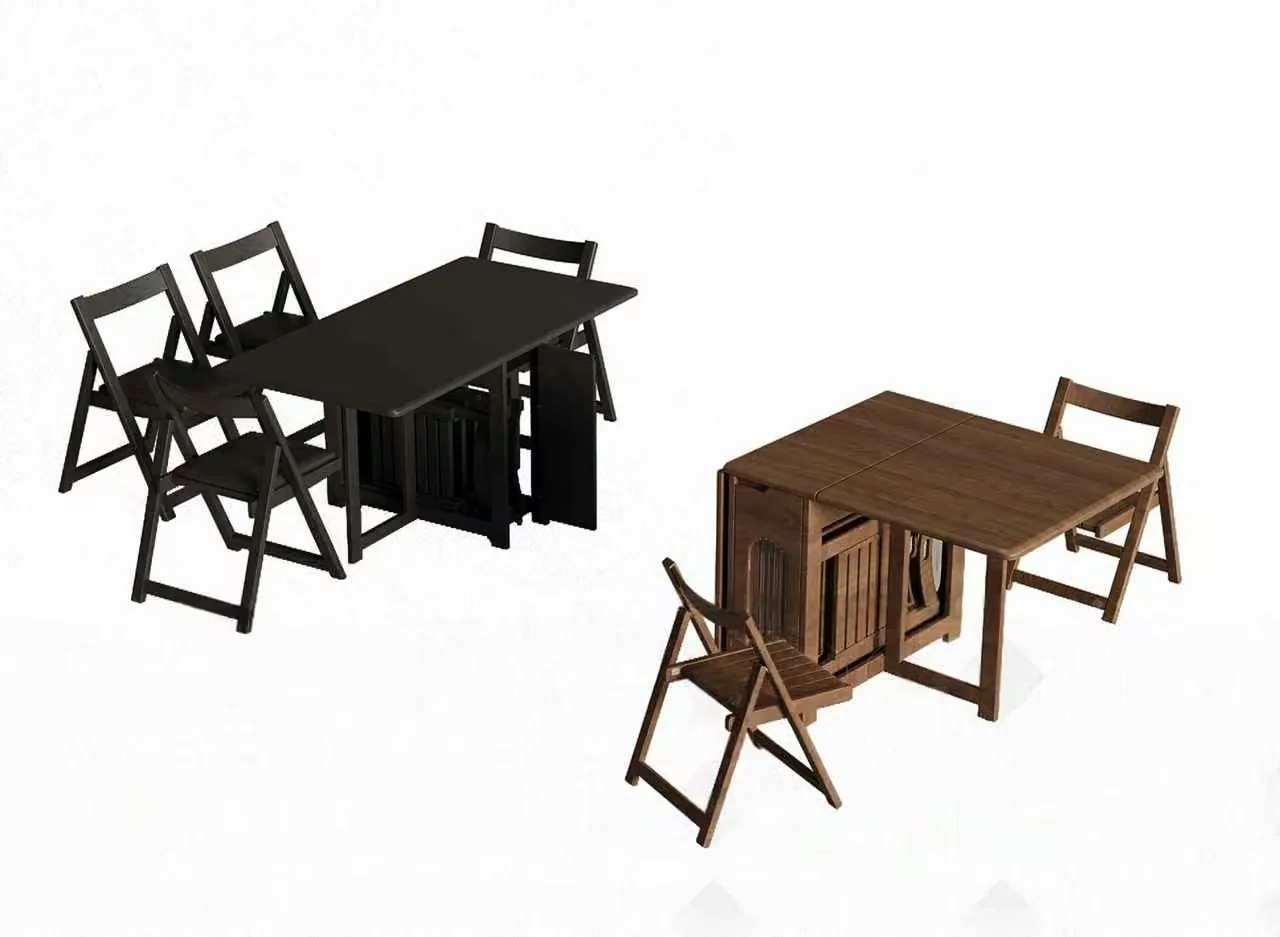 Wooden Folding Table And Chairs 3D Model – 17583 – VRAY Render