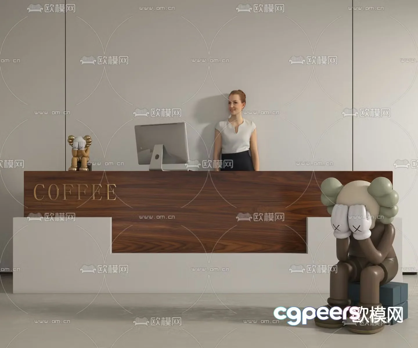 Office reception desk 3d model