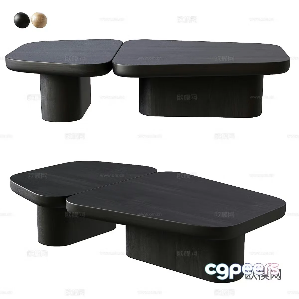 Modern Italian solid wood special-shaped coffee table 3D model