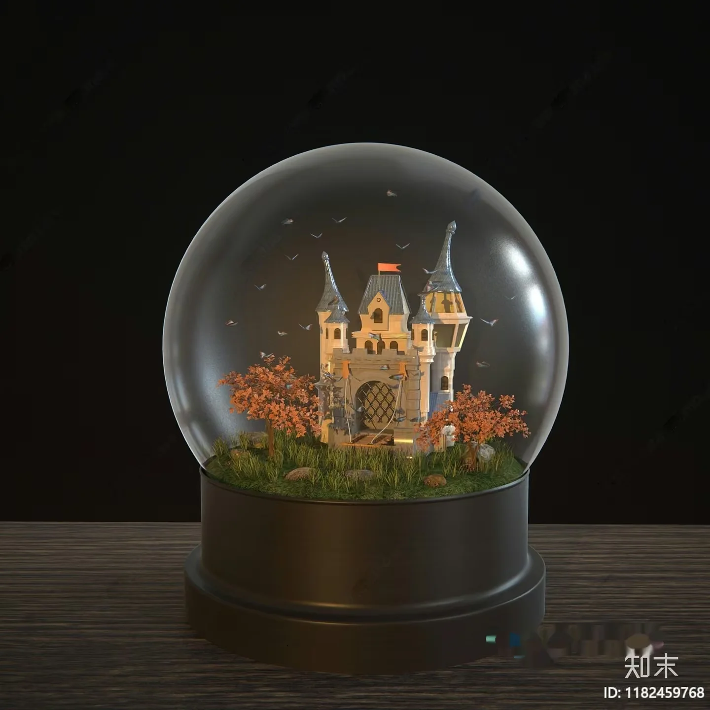 A Snow Globe With A Castle Inside 3D Model – 9625 – CORONA Render