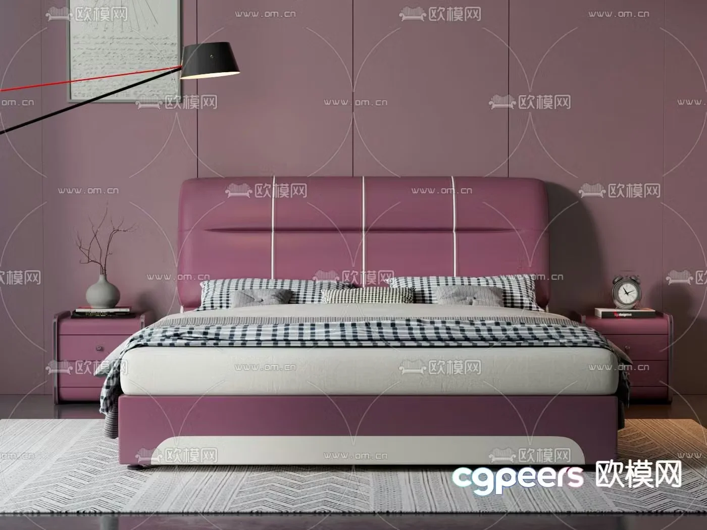 Double bed bedroom bed 3d model