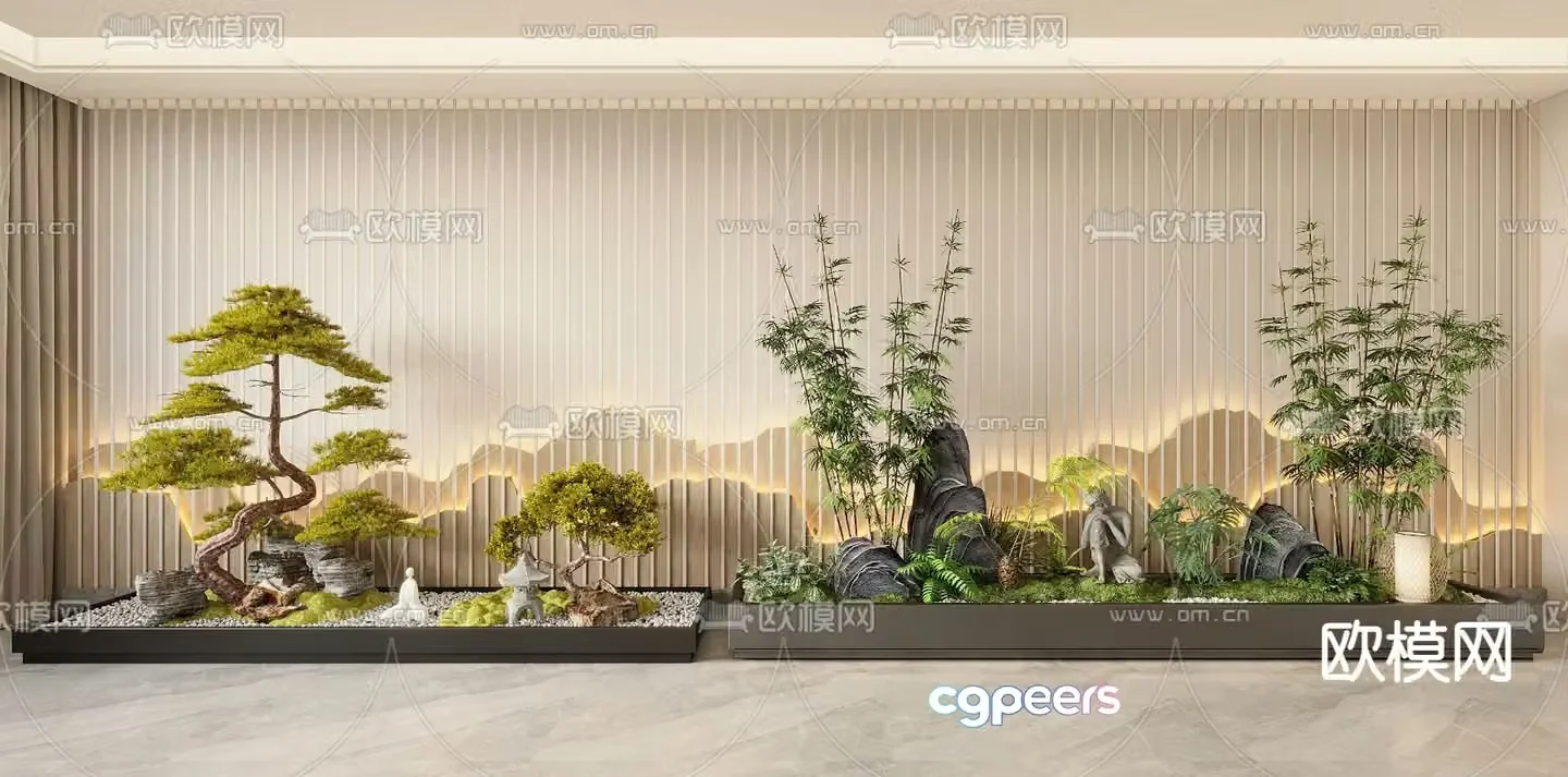 Indoor landscape bamboo landscaping 3d model