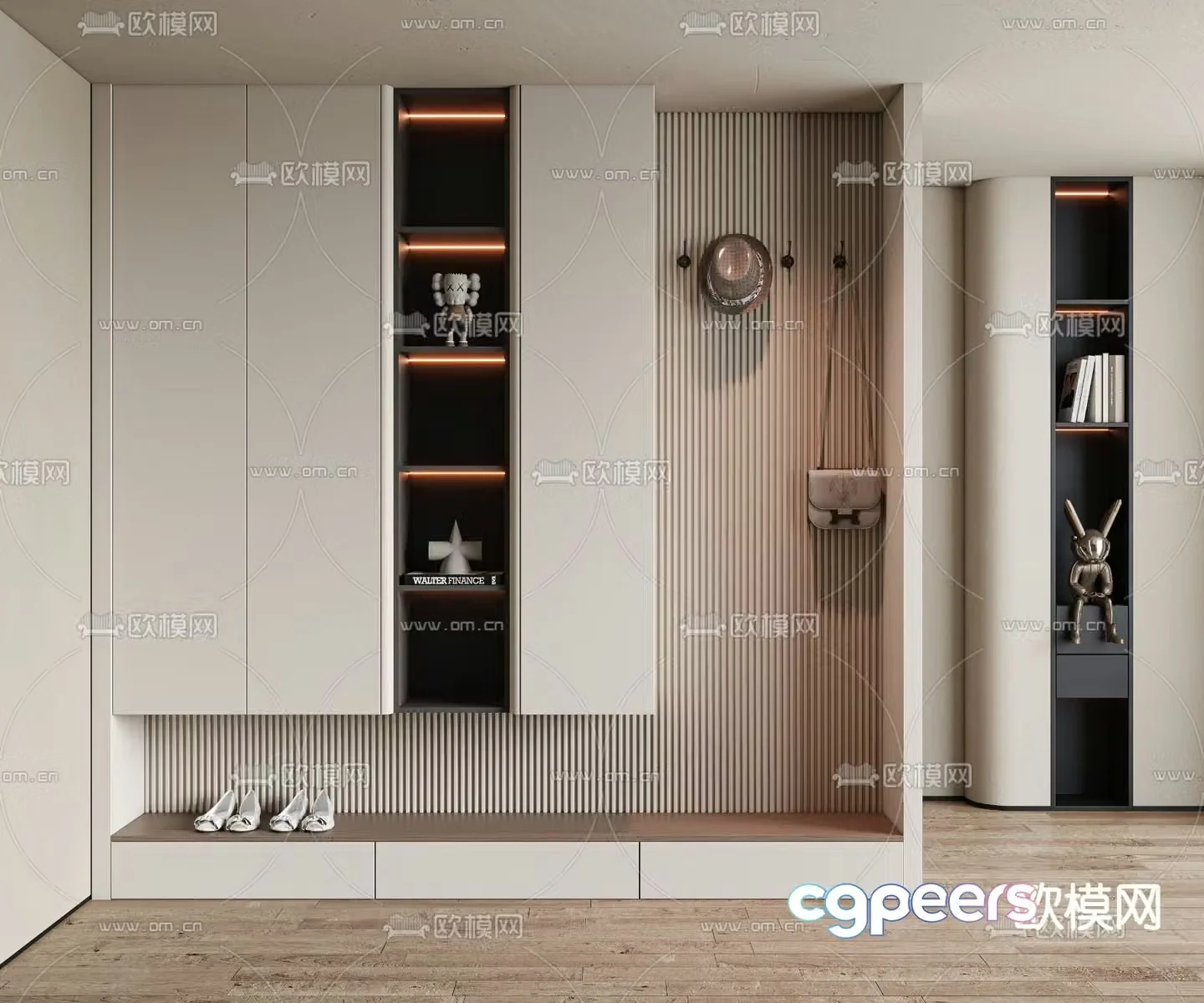 Modern porch shoe cabinet shoe hat cabinet 3d model