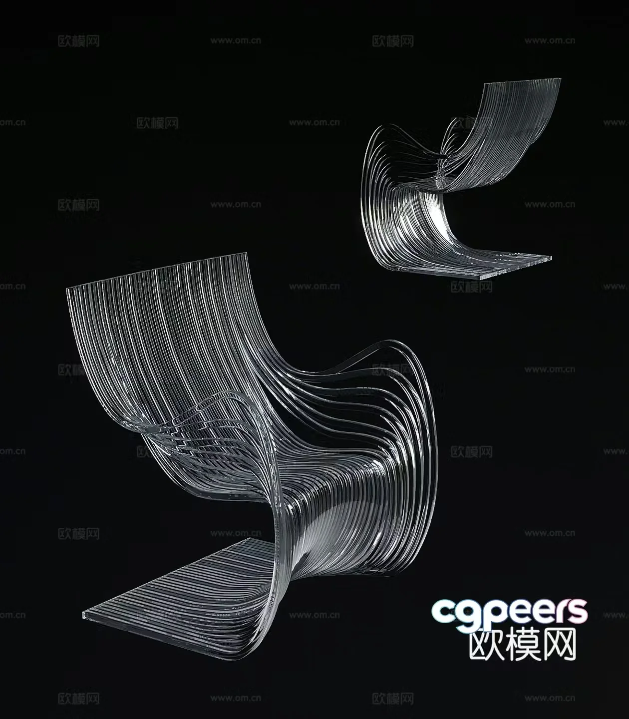 Modern acrylic chair leisure chair 3d model